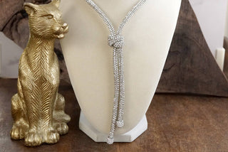 Moonlight Knot – Rhinestone Knotted Rope Tassel Necklace