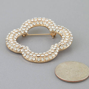 Jeweled Open Clover Brooch