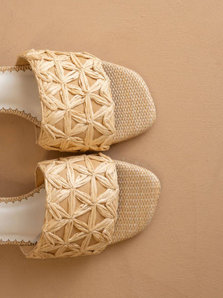 The Winona | Natural Woven Raffia Block Heel