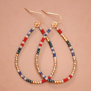 Patriotic Beaded Teardrop Earrings