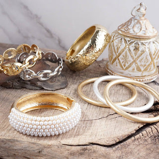 Sundrift Glow – Mixed Metal Bangle Stack