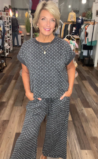 Charcoal Polka Dot Scuba Set