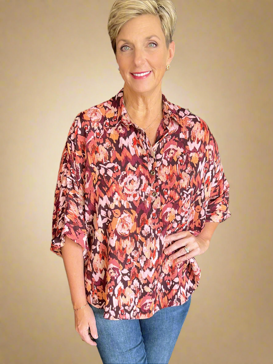 Belong To Each Other Watercolor Floral Print Top in Regular and Curvy