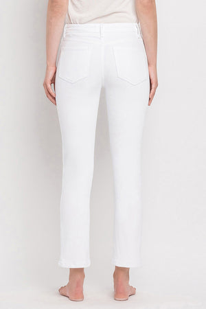 Optic White Straight Leg High Rise Jeans