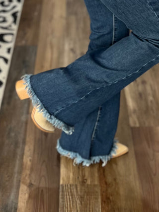 Raw Hem Flare Jeans