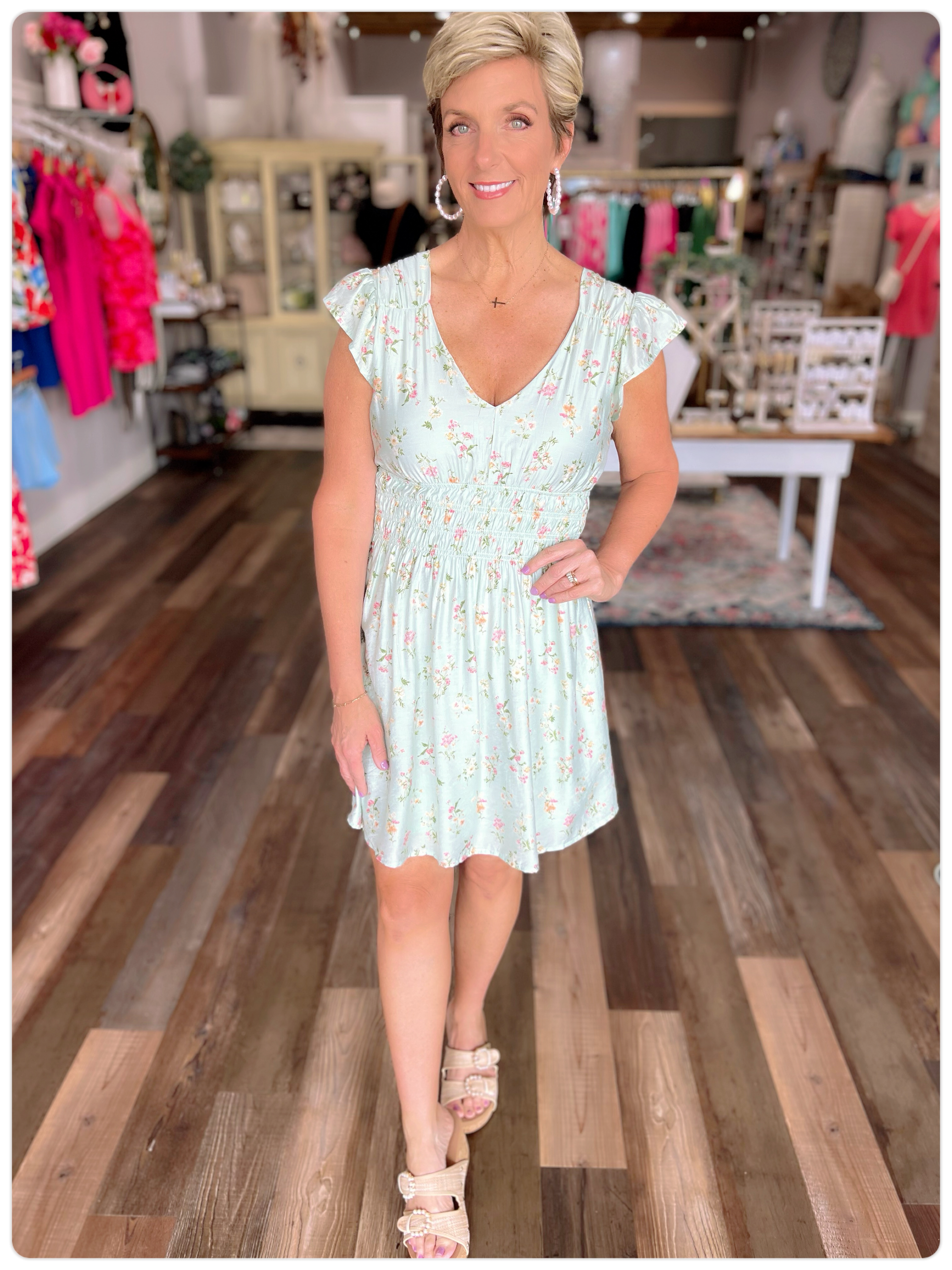 Floral Dress in Sage Green