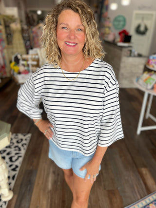 Sail Away Top in Navy Stripe