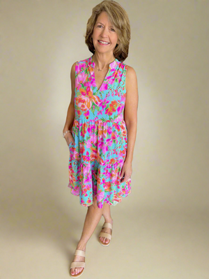 Vacay Ready Floral Print Sleeveless Dress
