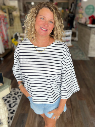 Sail Away Top in Navy Stripe