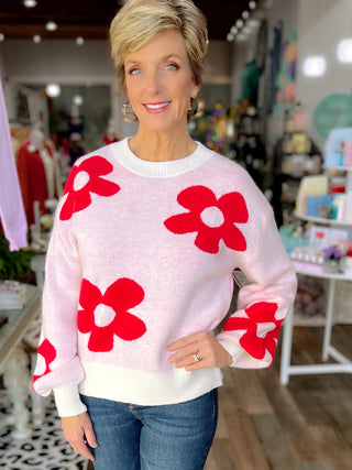 Red Flower Cozy Sweater