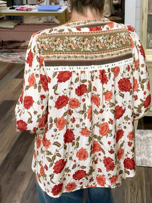 Pintuck Lace Trim Blouse