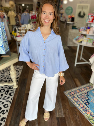 Textured Woven Button Down Shirt