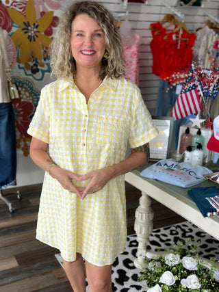 Sunshine Gingham Shirt Dress