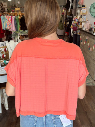 Coral Textured Dolman Top