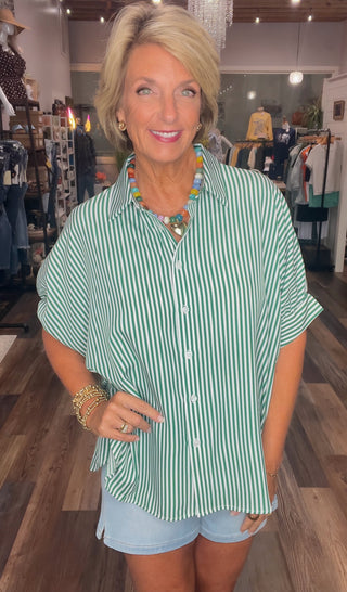 Green Stripe Button Down Shirt