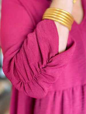 Catch Yourself Dress in Burgundy
