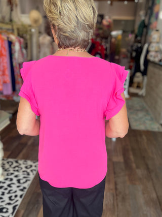 Cutesy Ruffle Top in Pink