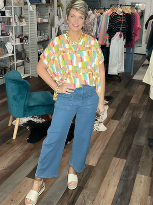 Scallop Side Seam Denim Pants