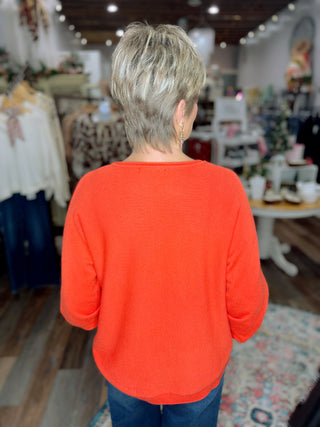 Color Crush Front Seam Sweater in Burnt Orange, Bright Blue, Aqua or Kelly Green
