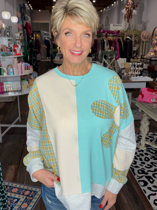 Easy Days Patchwork Knit Top