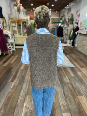 Oversized Soft Knit Sweater Vest with Side Slit