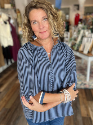 The Camden Striped Half-Zip Top
