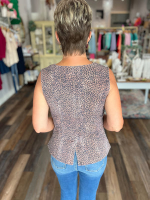 Animal Print Sleeveless Vest