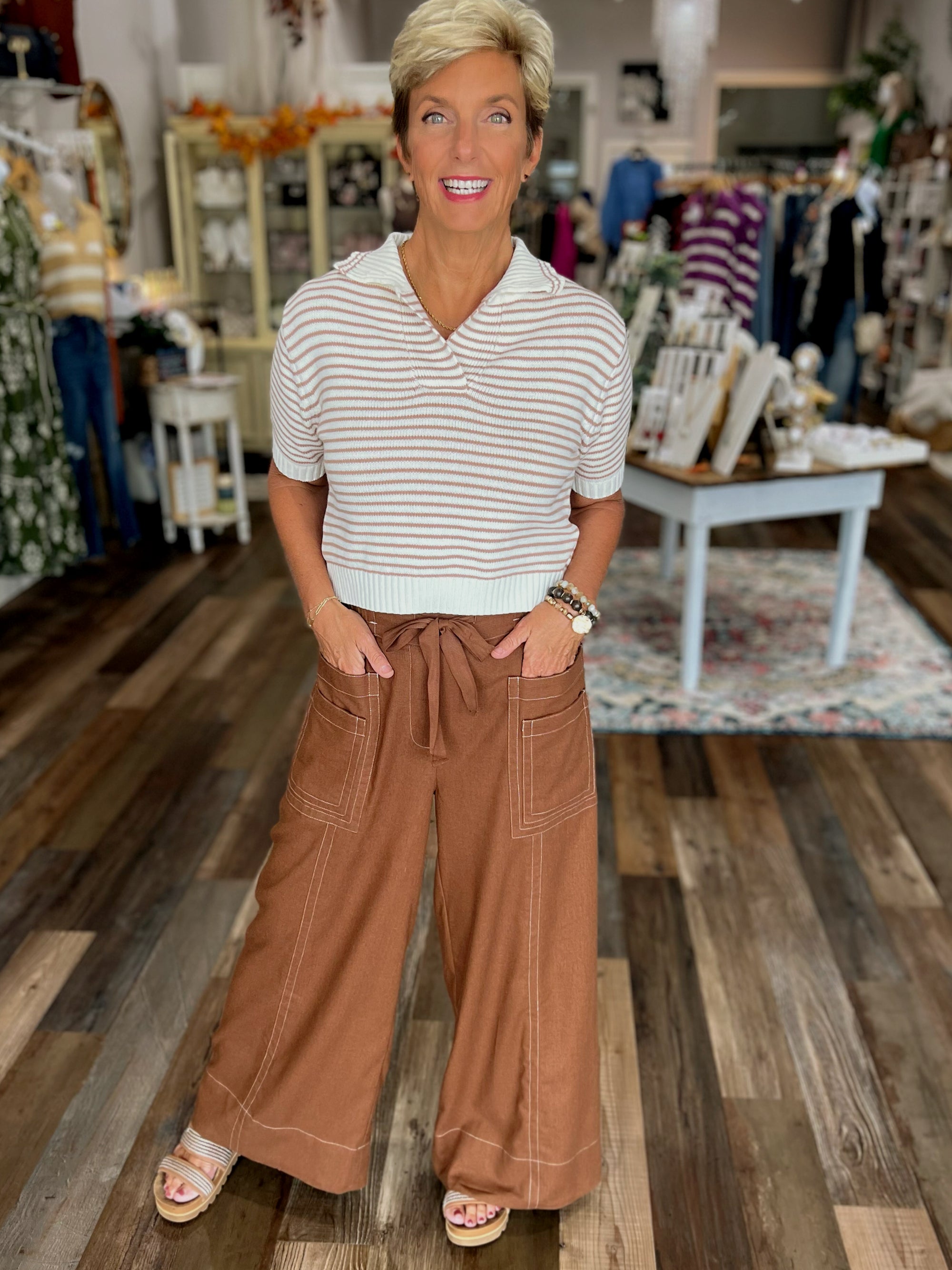 Jet-Setter Wide Leg in Chocolate or Sand
