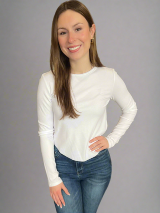 Elena Curve Hem Ribbed Top