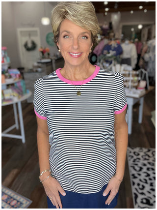 Off the Cuff Short Sleeve Striped Top