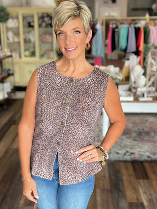 Animal Print Sleeveless Vest