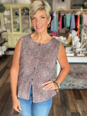 Animal Print Sleeveless Vest