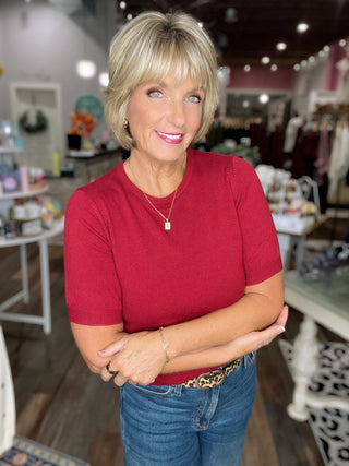Soft and Girly Knit Top in Sangria or Pumpkin