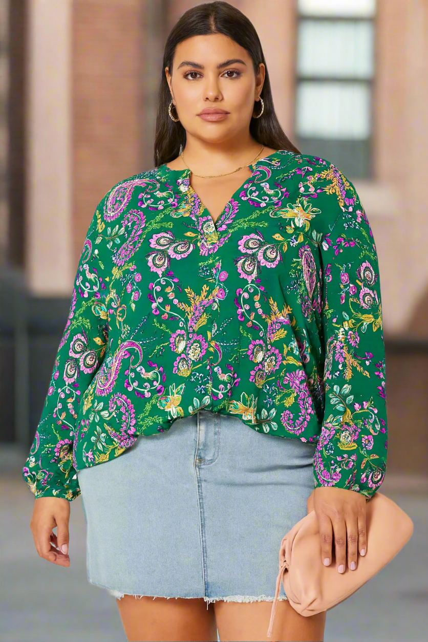 Lizzy 3/4 Floral Top in Curvy