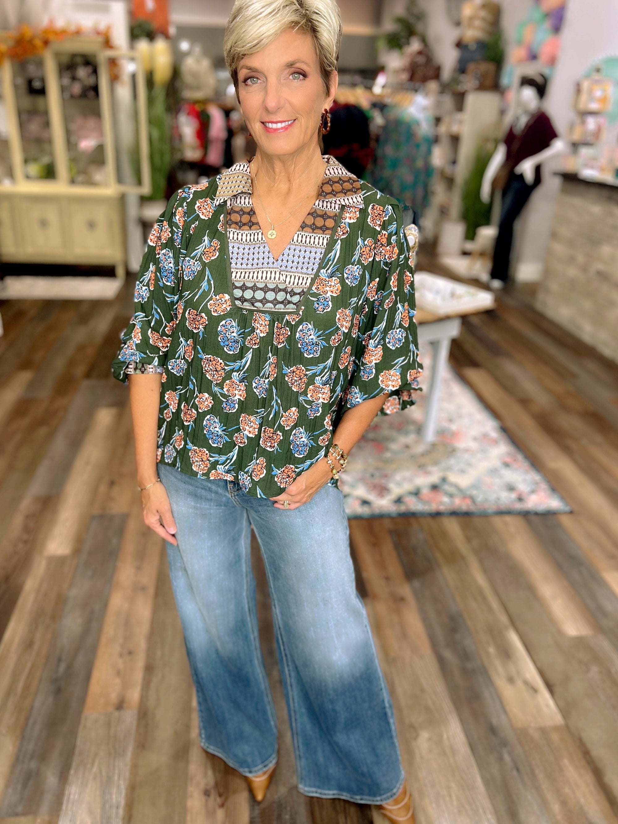 Floral Print Collar Blouse – Effortless Boho Charm