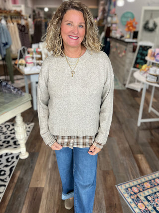 Perfectly Layered Plaid Sweater — Oatmeal