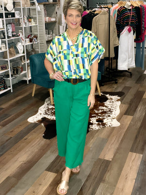 On the Green Pull On Cotton Pants