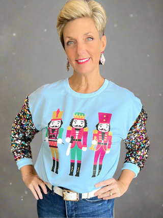 Nutcracker Sequin Sleeve Top