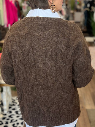 Warm & Fuzzy Cable Sweater --Available in Denim Blue + Brown