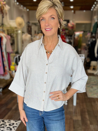 Textured Woven Button Down Shirt
