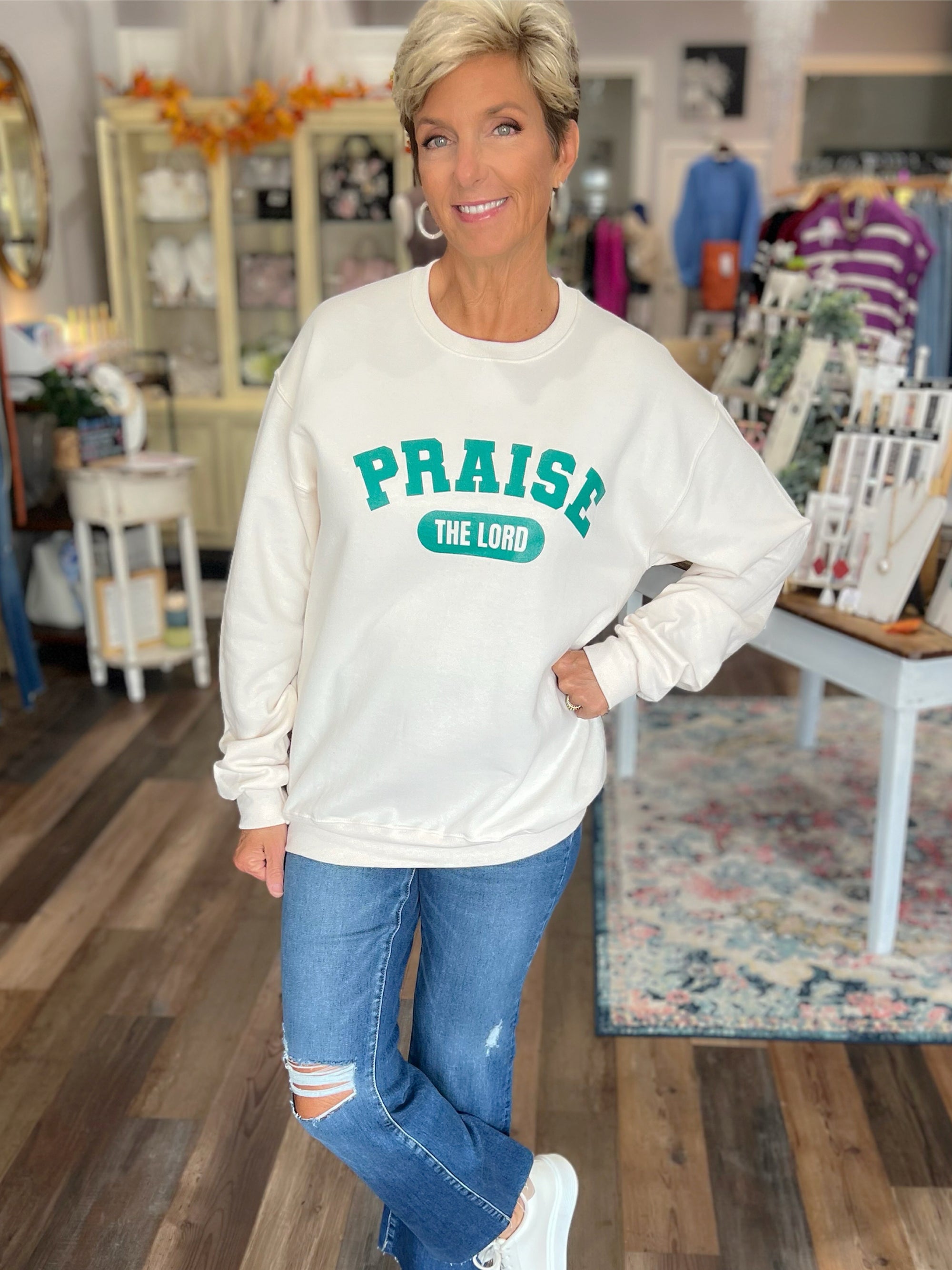 Praise The Lord Graphic Screen Print Sweatshirt