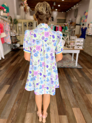 Fresh Flowers High Neck Dress
