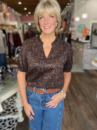 Wildly Classic Suede Leopard Top by THML
