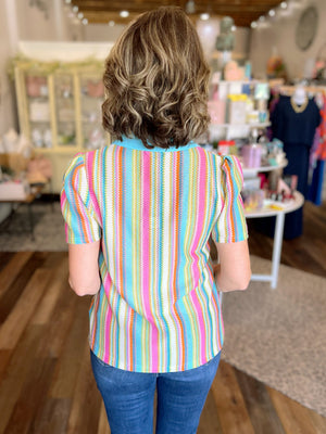 Charlie Colorful Striped Button Down Top
