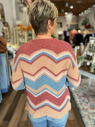 The Sunset Stroll Chevron Sweater
