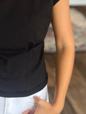 See You at Five Short Sleeve Top in Black