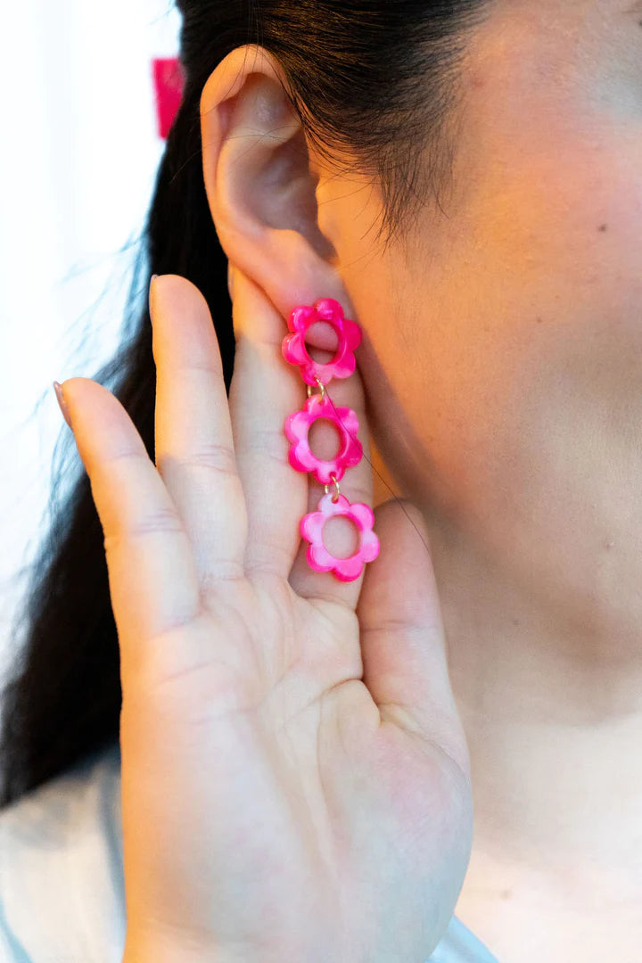 Hot Pink Floral Earrings