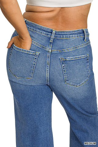 Medium Wash Wide Leg Jeans in Curvy