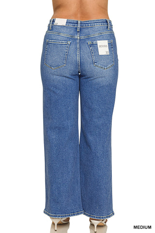 Medium Wash Wide Leg Jeans in Curvy