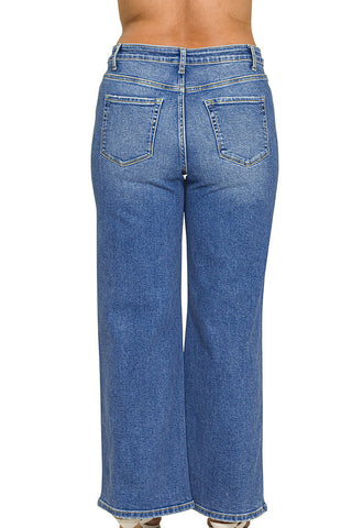 Medium Wash Wide Leg Jeans in Curvy